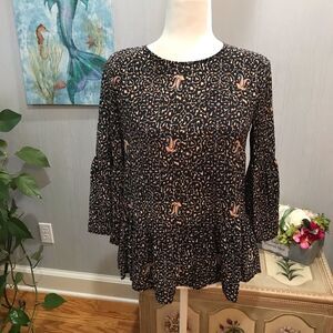 Madewell Silk Fiesta Paisley Bell Sleeve Peplum Top Sz XS
